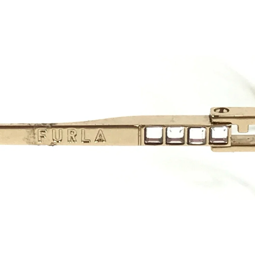 Furla Eyeglasses Frames VFU589S COL.0300 Shiny Gold Crystals Wire Rim 50-19-135